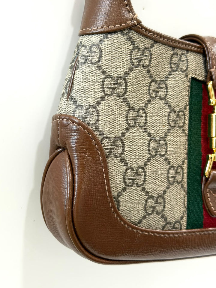 GUCCI GG SUPREME MONOGRAM WEB MINI JACKIE 1961 HOBO BAG