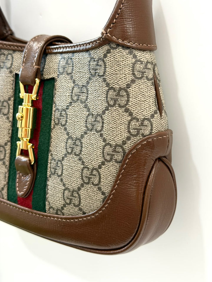 GUCCI GG SUPREME MONOGRAM WEB MINI JACKIE 1961 HOBO BAG