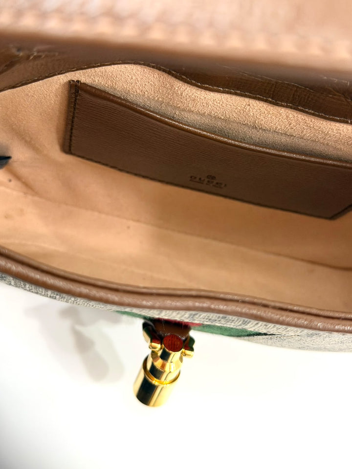 GUCCI GG SUPREME MONOGRAM WEB MINI JACKIE 1961 HOBO BAG