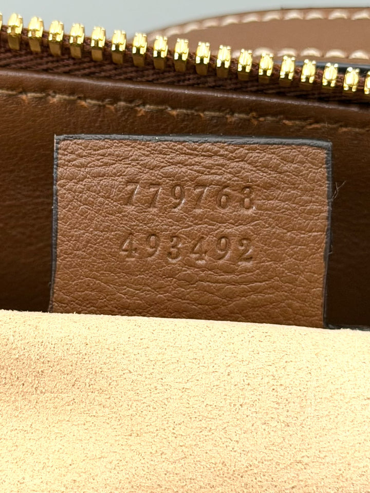 GUCCI GG SUPREME MONOGRAM SMALL ZIP TOP TOTE BAG