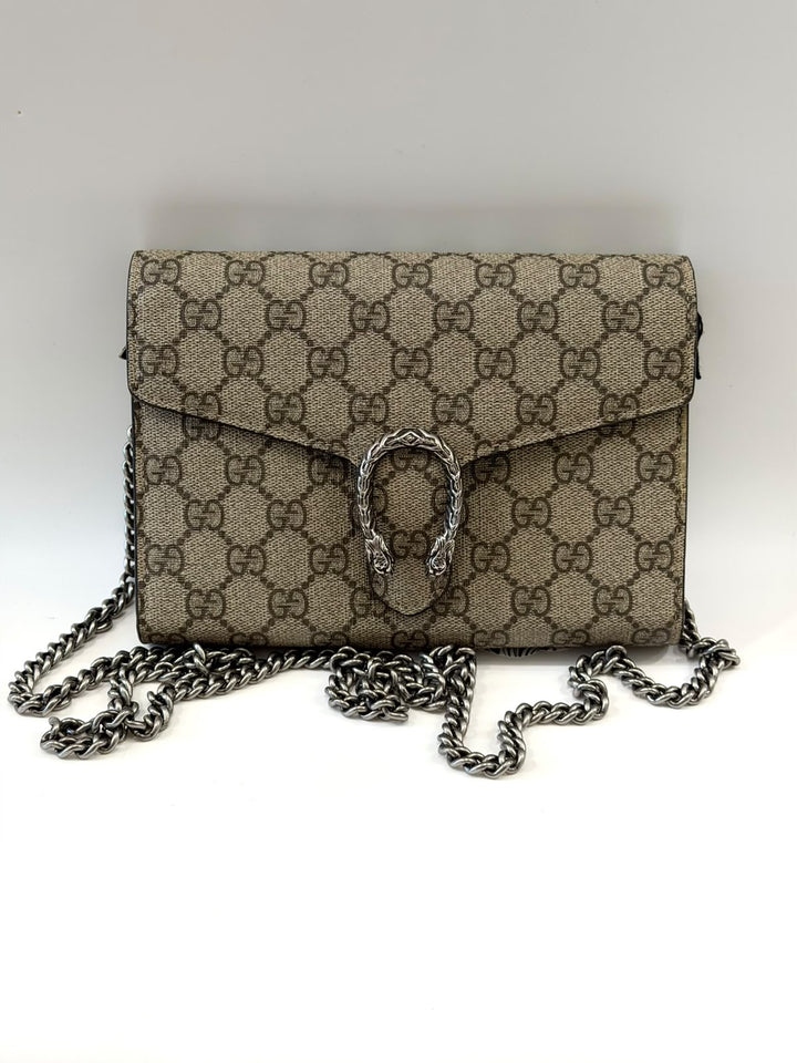 GUCCI GG SUPREME MONOGRAM MINI DIONYSUS CHAIN WALLET
