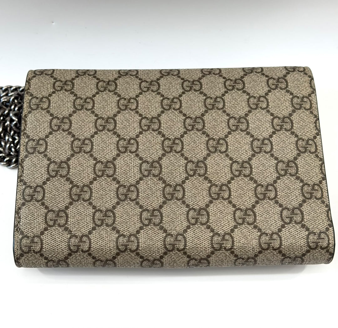 GUCCI GG SUPREME MONOGRAM MINI DIONYSUS CHAIN WALLET