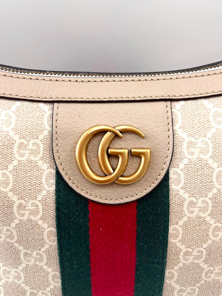 GUCCI GG SUPREME MONOGRAM WEB SMALL OPHIDIA SHOULDER BAG