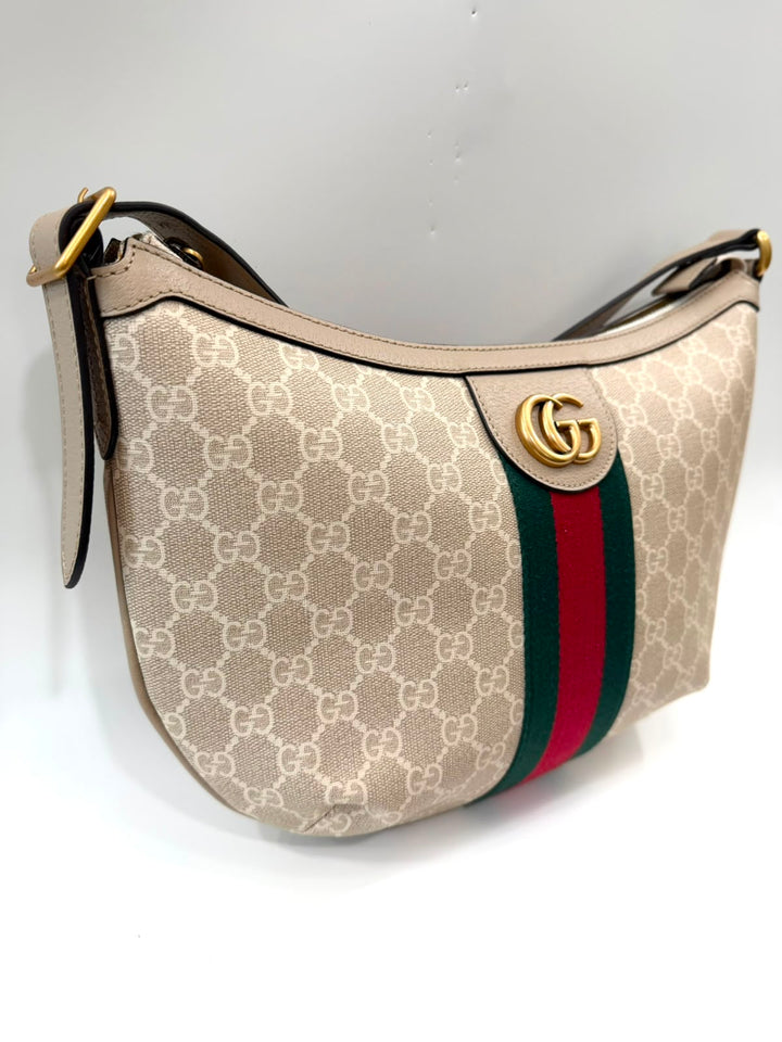 GUCCI GG SUPREME MONOGRAM WEB SMALL OPHIDIA SHOULDER BAG