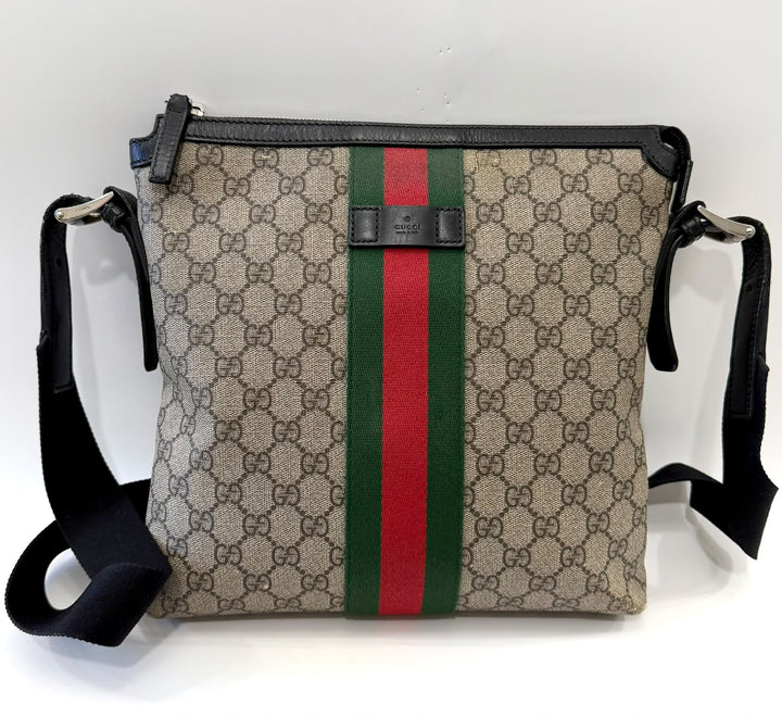 GUCCI GG SUPREME MONOGRAM WEB MESSENGER BAG