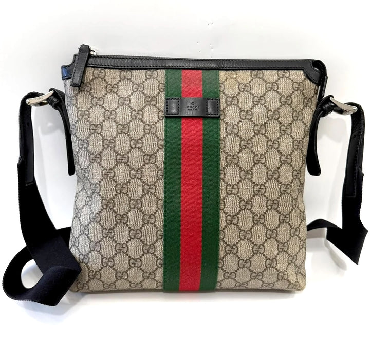 GUCCI GG SUPREME MONOGRAM WEB MESSENGER BAG