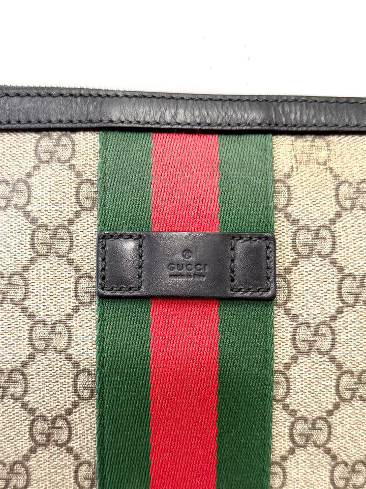GUCCI GG SUPREME MONOGRAM WEB MESSENGER BAG