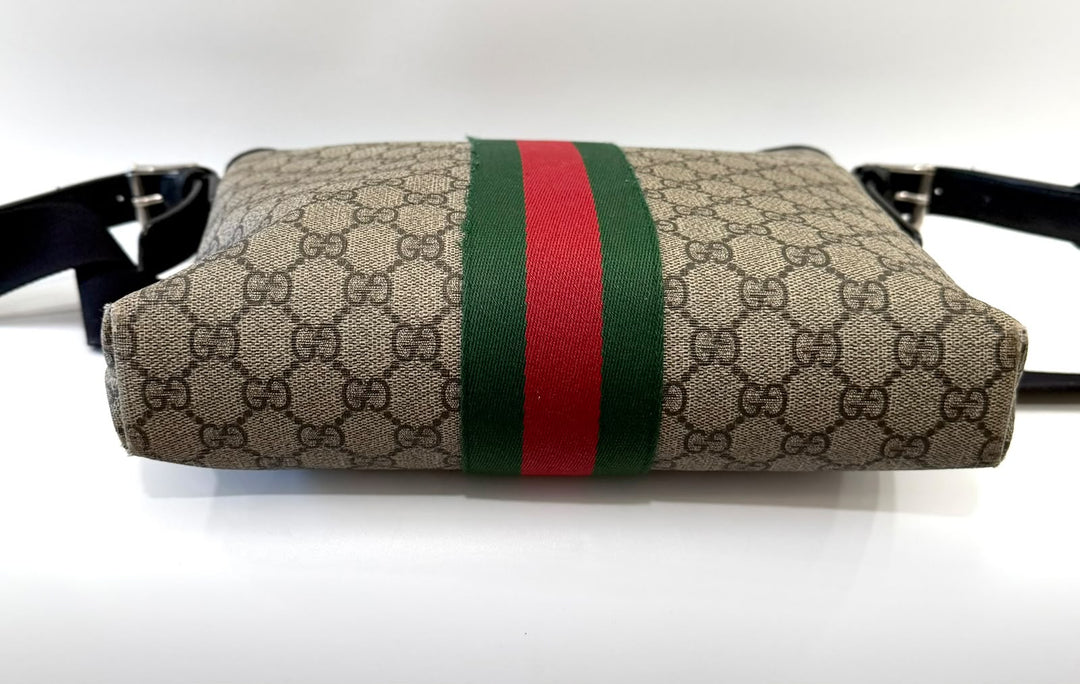 GUCCI GG SUPREME MONOGRAM WEB MESSENGER BAG