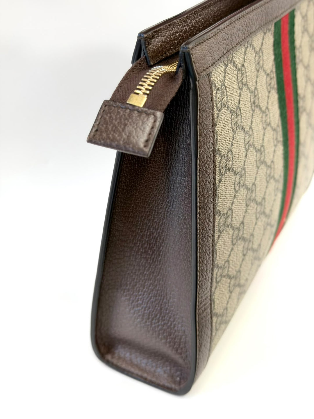 GUCCI GG SUPREME MONOGRAM WEB OPHIDIA POUCH