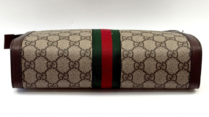 GUCCI GG SUPREME MONOGRAM WEB OPHIDIA POUCH