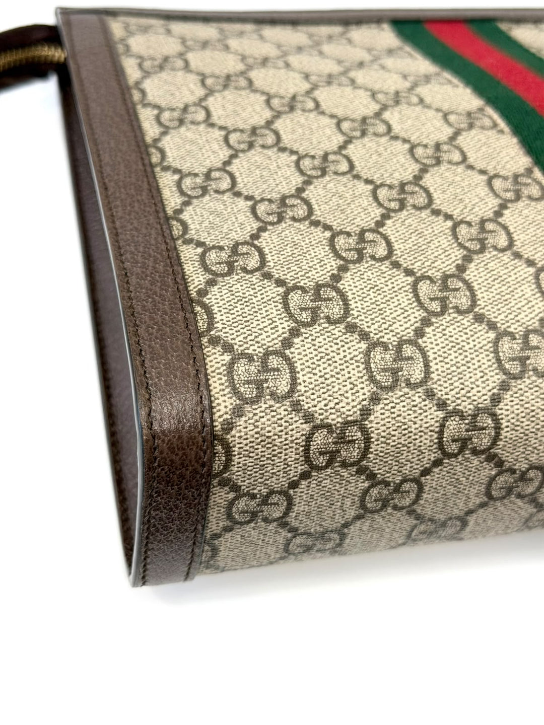 GUCCI GG SUPREME MONOGRAM WEB OPHIDIA POUCH