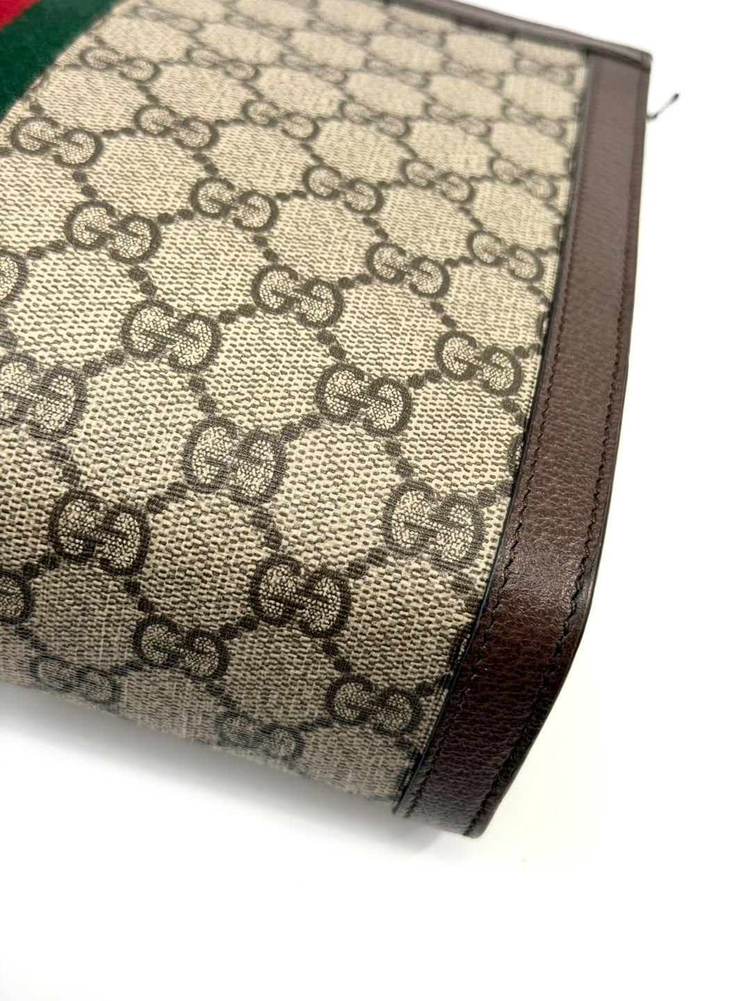GUCCI GG SUPREME MONOGRAM WEB OPHIDIA POUCH