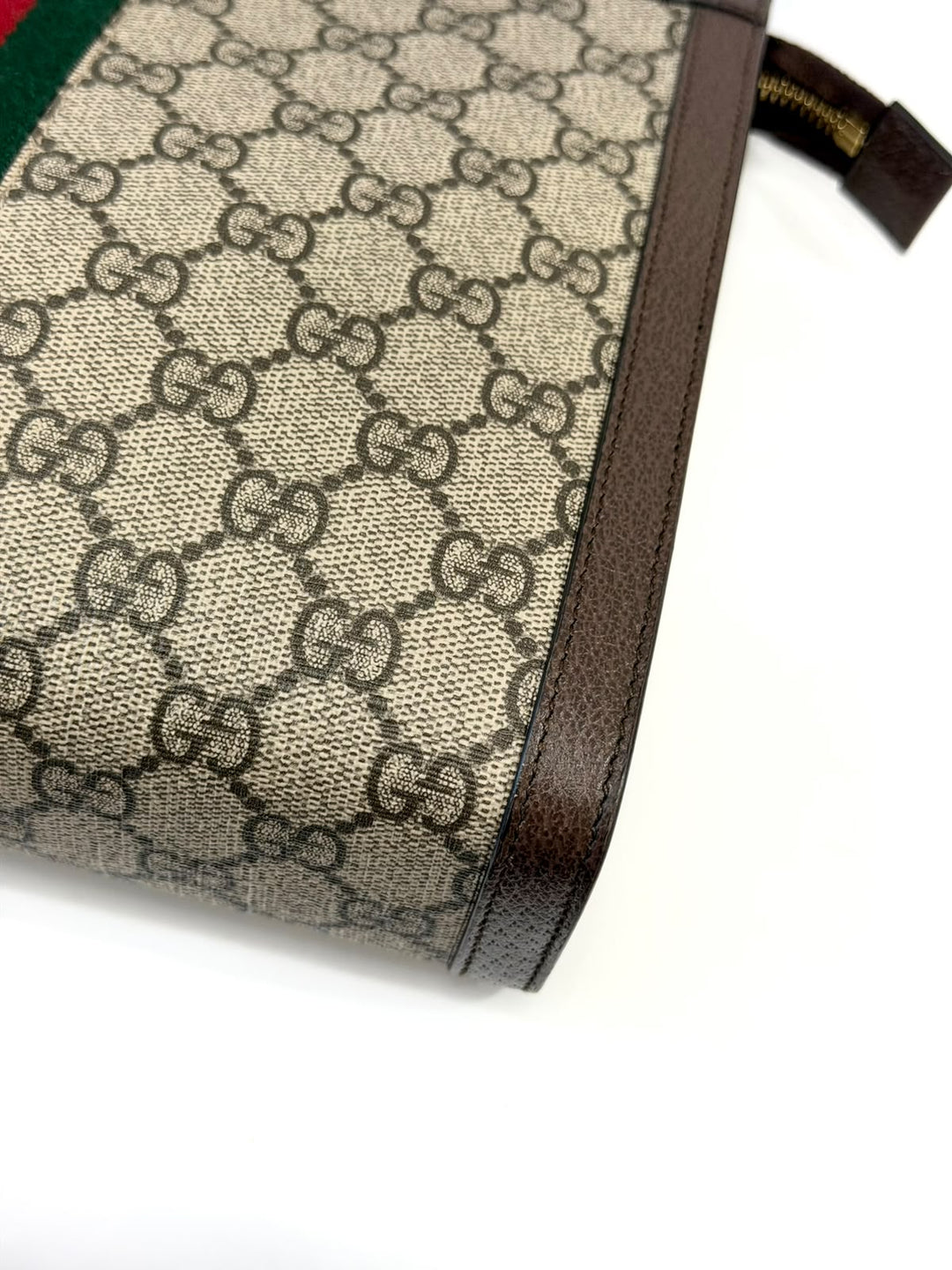 GUCCI GG SUPREME MONOGRAM WEB OPHIDIA POUCH