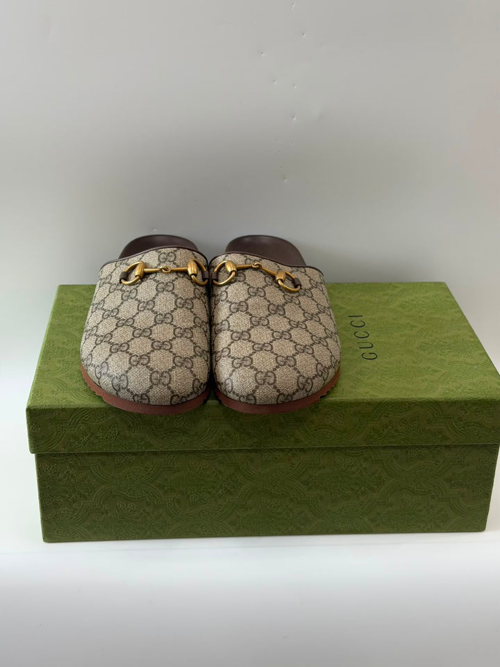GUCCI GG SUPREME HORSEBIT MULES