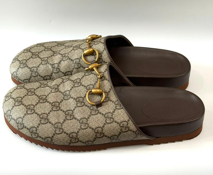 GUCCI GG SUPREME HORSEBIT MULES