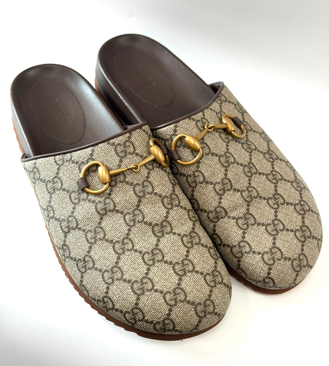 GUCCI GG SUPREME HORSEBIT MULES