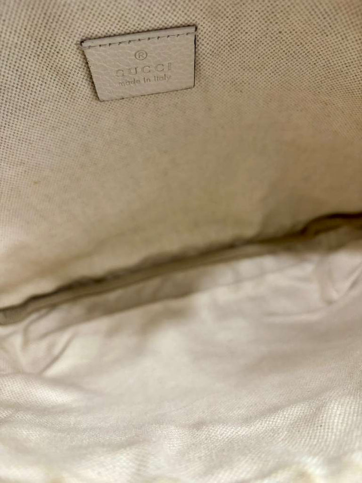 GUCCI GRAINED CALFSKIN LEATHER SMALL LOGO BELT BAG