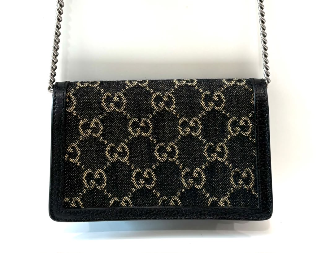 GUCCI DENIM GG MONOGRAM SUPER MINI DIONYSUS SHOULDER BAG