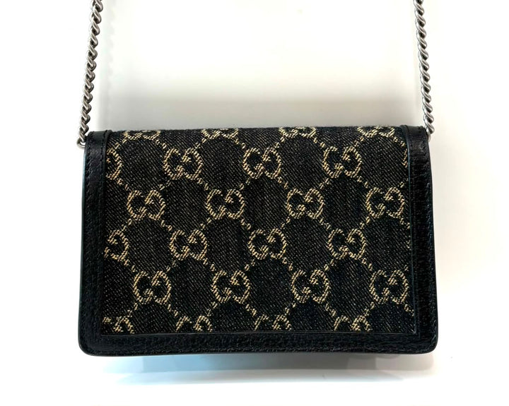 GUCCI DENIM GG MONOGRAM SUPER MINI DIONYSUS SHOULDER BAG