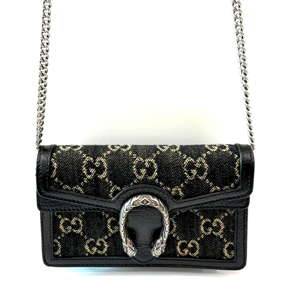 GUCCI DENIM GG MONOGRAM SUPER MINI DIONYSUS SHOULDER BAG