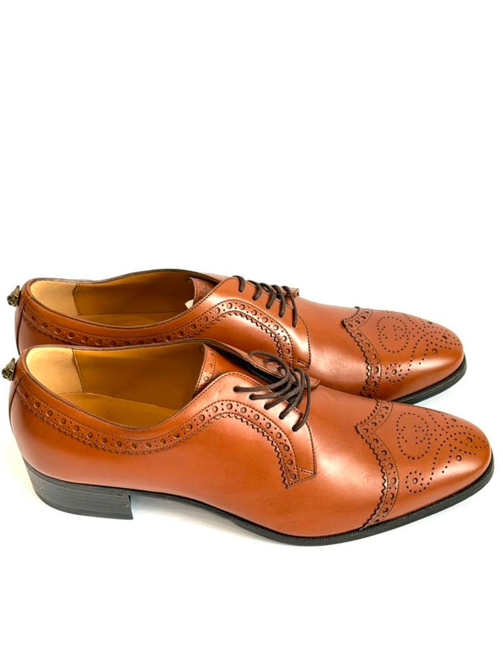 GUCCI REVEILLE AMOUR WINGTIP CALFSKIN LEATHER BROGUE OXFORDS