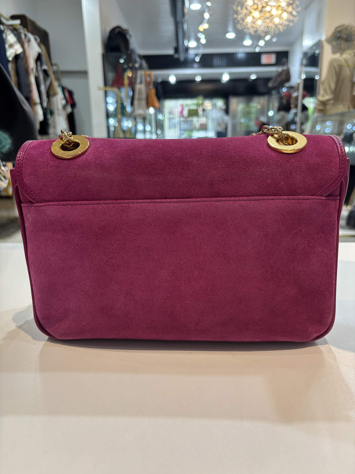GUCCI MARINA SUEDE AZALEA CALFSKIN LEATHER SHOULDER BAG