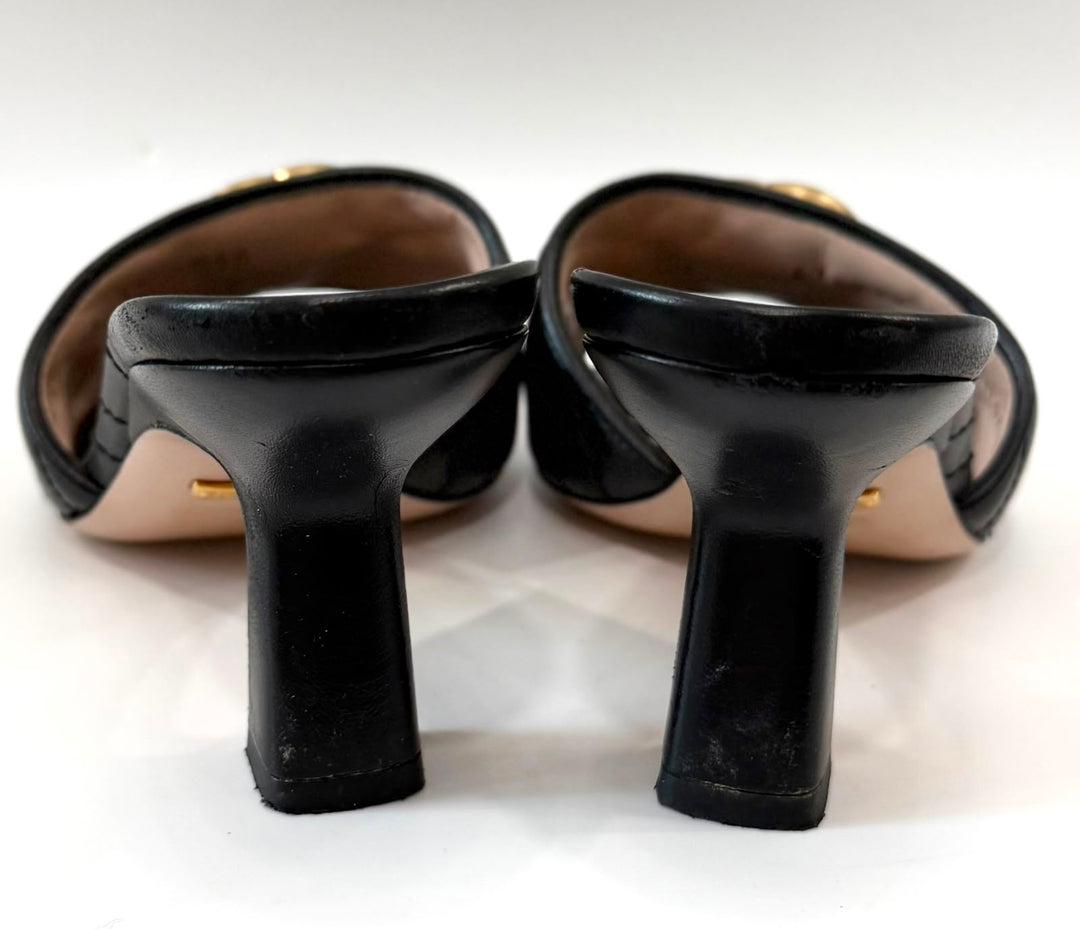 GUCCI GG MARMONT PADDED CHEVRON MATELASSÉ NAPPA LEATHER MULES