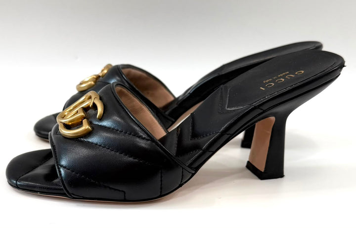 GUCCI GG MARMONT PADDED CHEVRON MATELASSÉ NAPPA LEATHER MULES