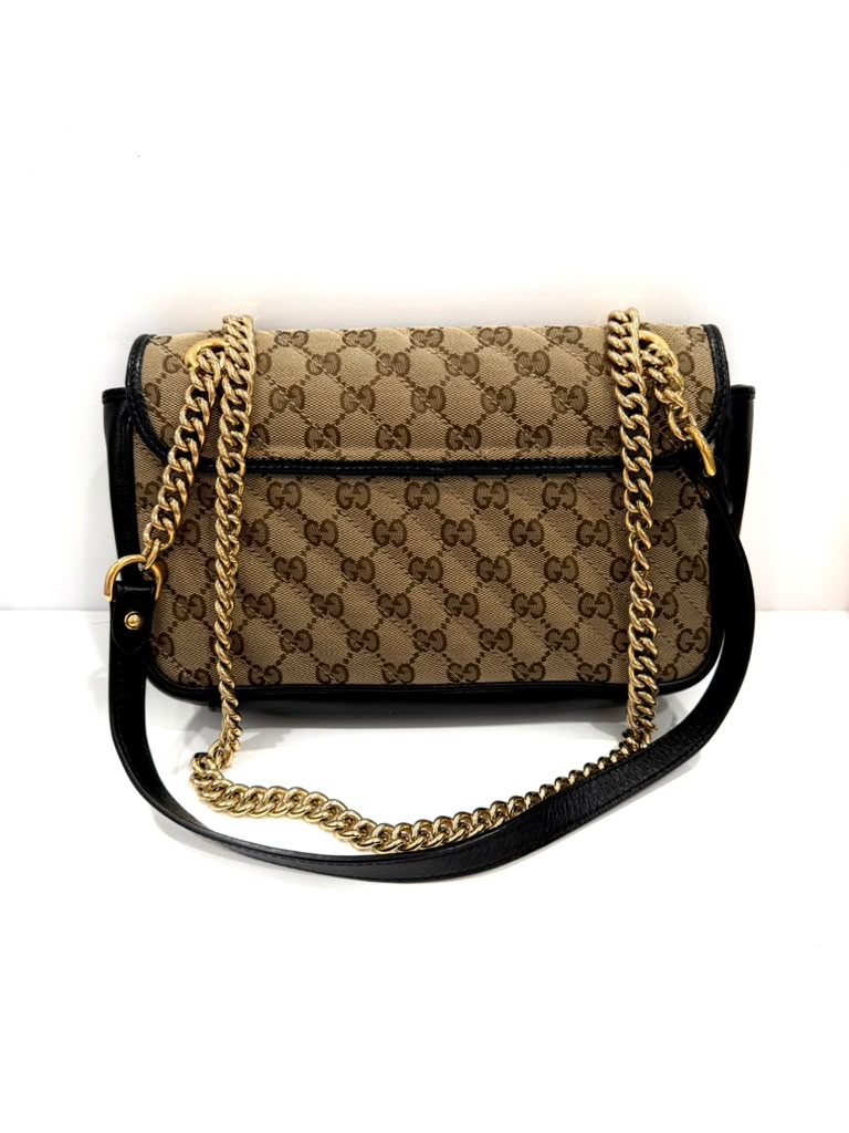 GUCCI MONOGRAM MATELASSE DIAGONAL SMALL GG MARMONT SHOULDER BAG