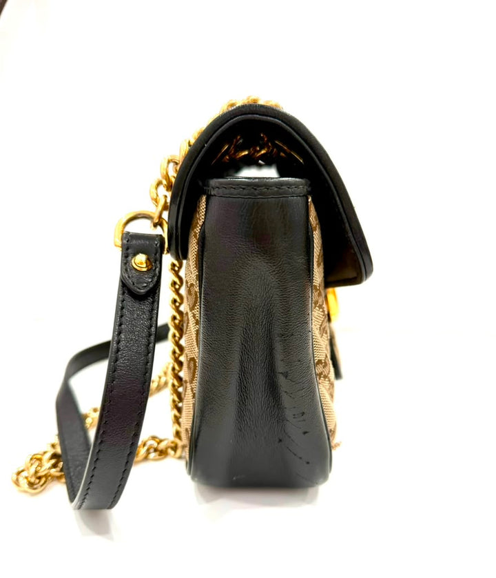 GUCCI MONOGRAM MATELASSE DIAGONAL SMALL GG MARMONT SHOULDER BAG
