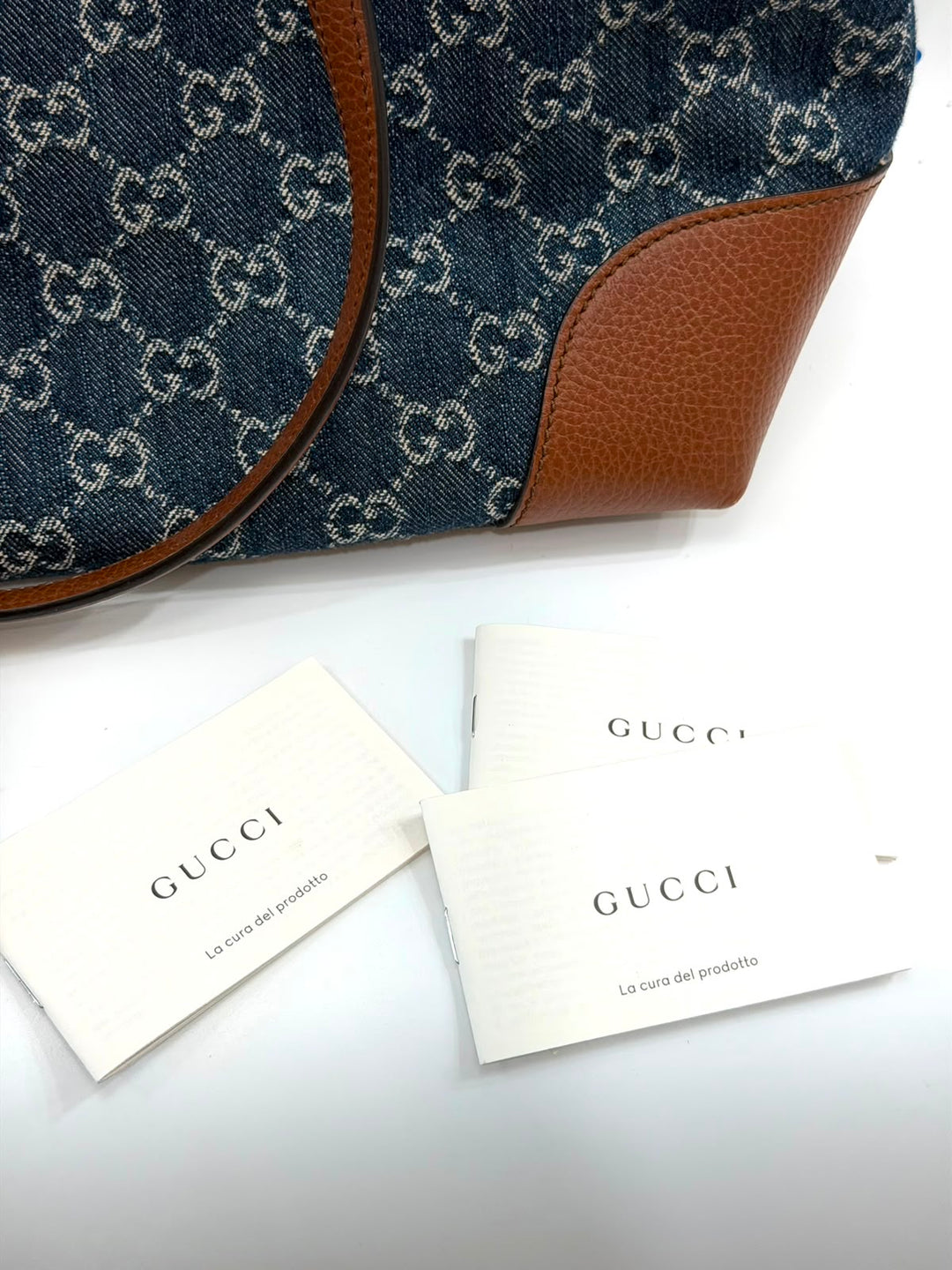 GUCCI NEW DENIM GG MONOGRAM MEDIUM OPHIDIA SHOPPING TOTE