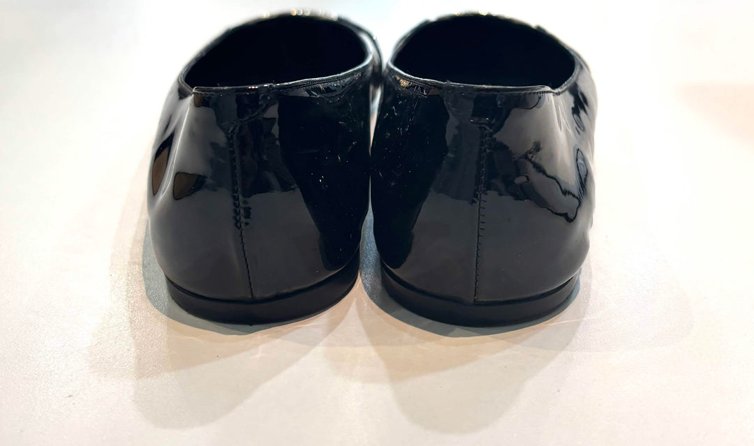 GUCCI PATENT LEATHER METALLIC CELLARIUS BALLET FLATS