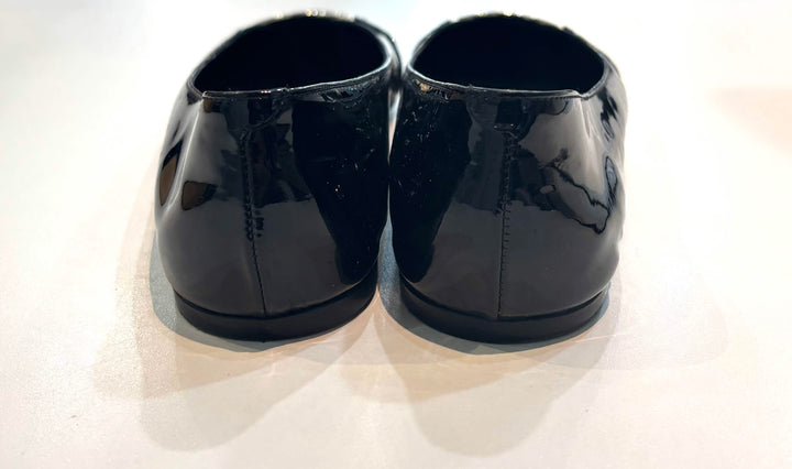 GUCCI PATENT LEATHER METALLIC CELLARIUS BALLET FLATS