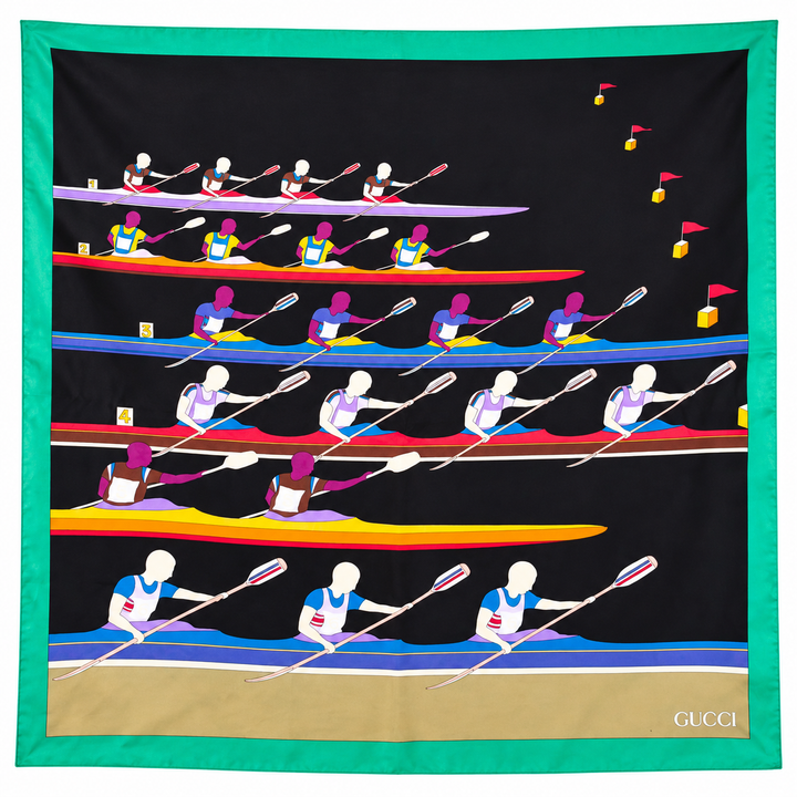 GUCCI ROWING PRINT SILK SCARF