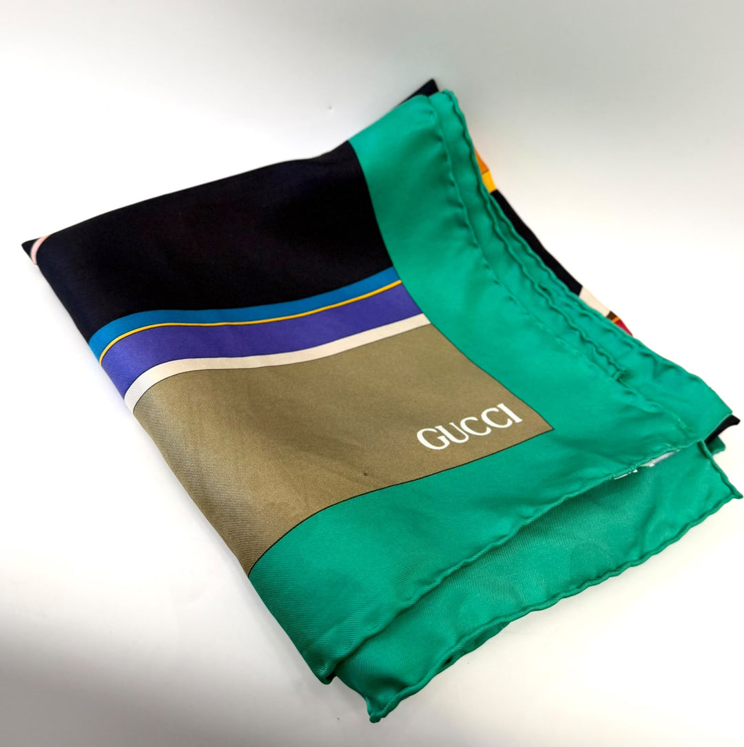 GUCCI ROWING PRINT SILK SCARF