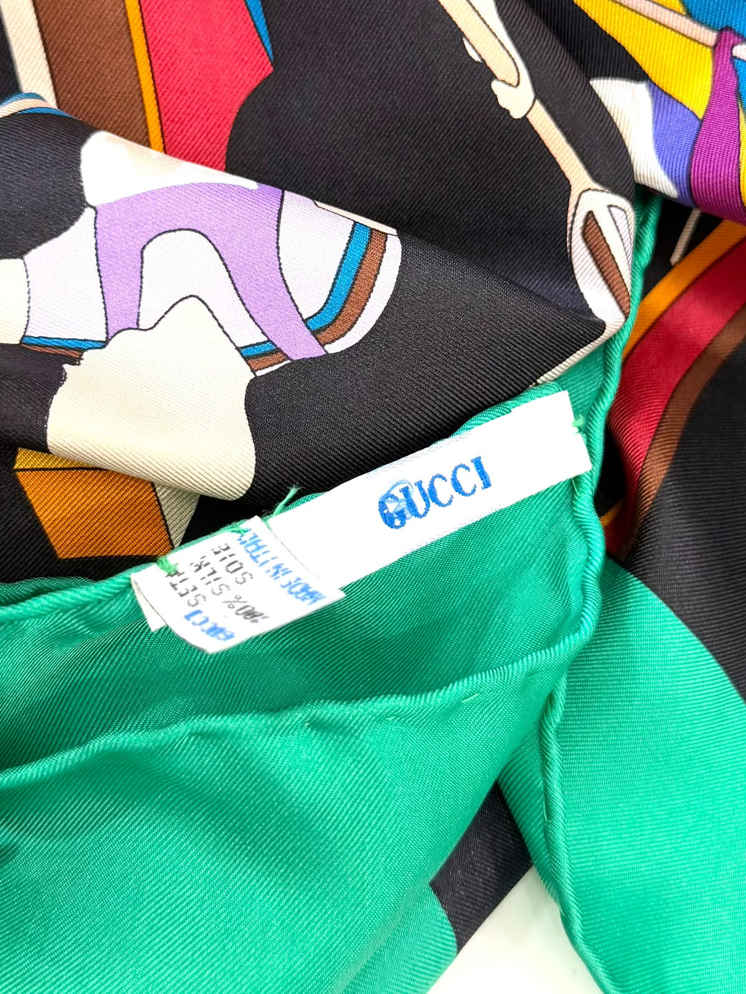 GUCCI ROWING PRINT SILK SCARF