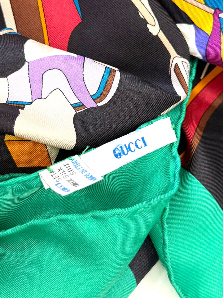 GUCCI ROWING PRINT SILK SCARF