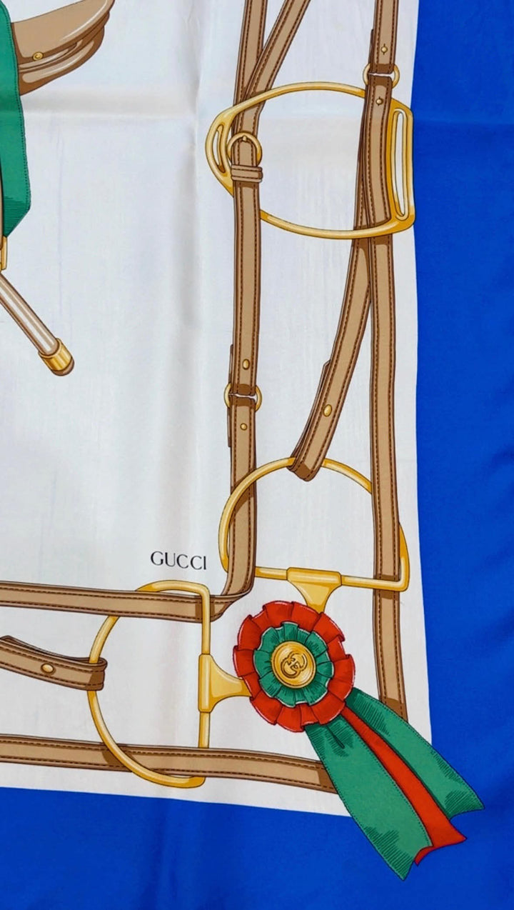 GUCCI EQUESTRIAN HORSE GEAR VINTAGE SILK SCARF