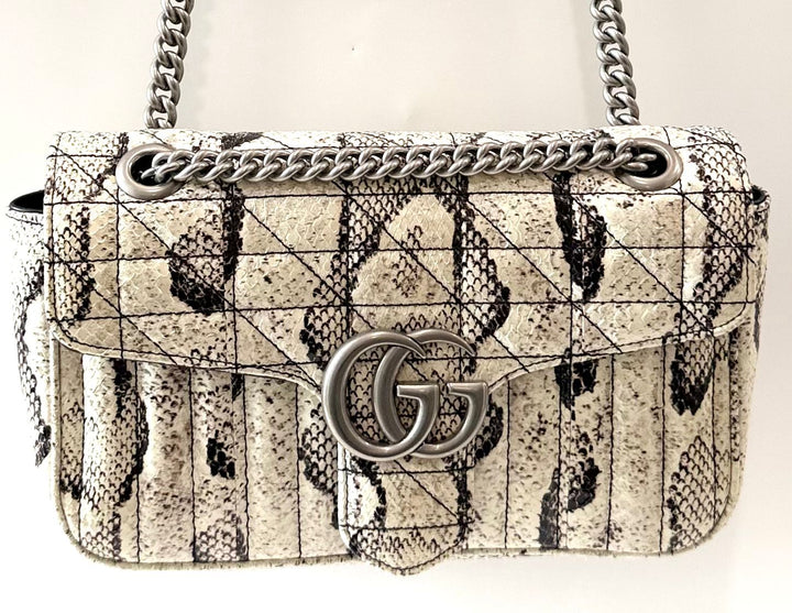 GUCCI GG MARMONT SMALL PYTHON LEATHER SHOULDER BAG