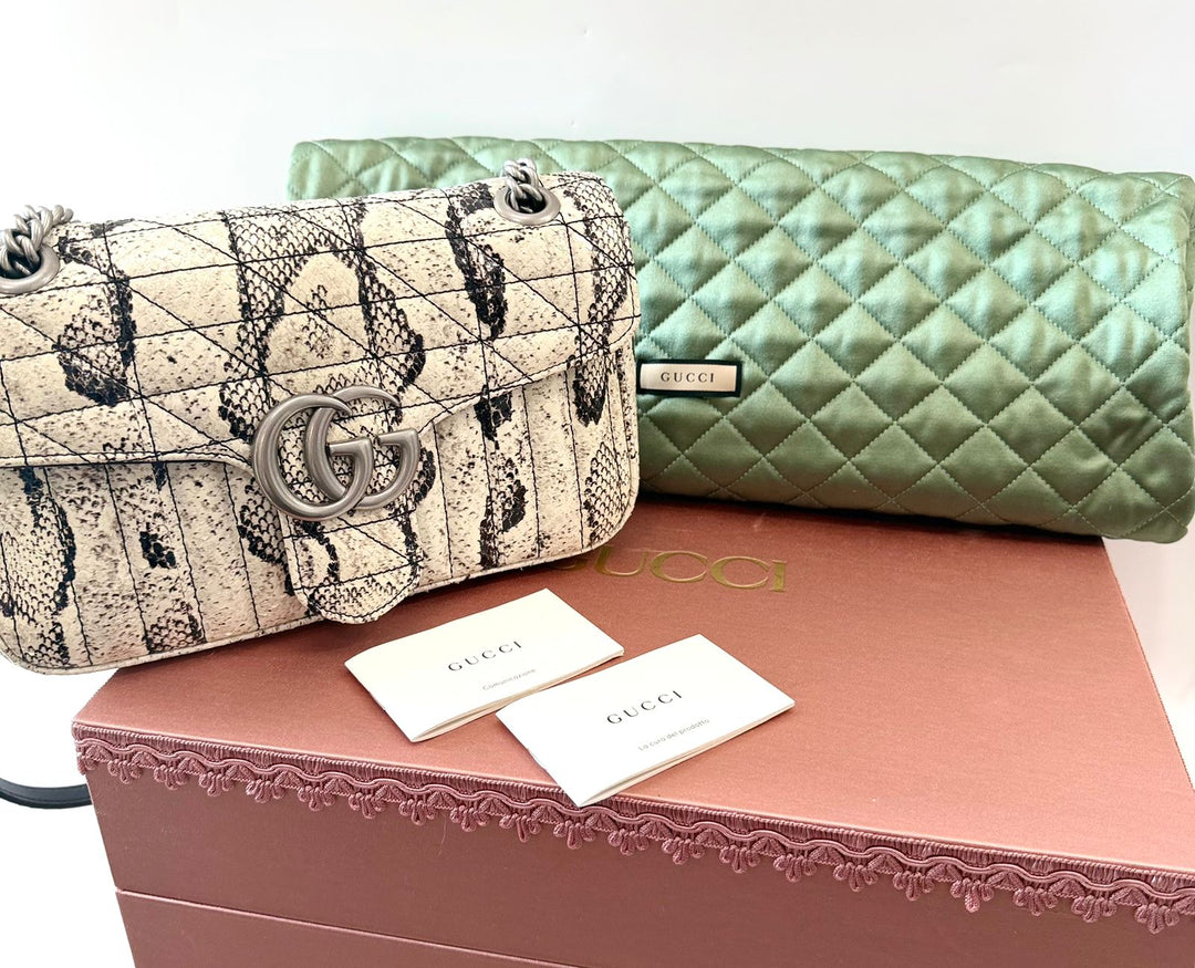 GUCCI GG MARMONT SMALL PYTHON LEATHER SHOULDER BAG