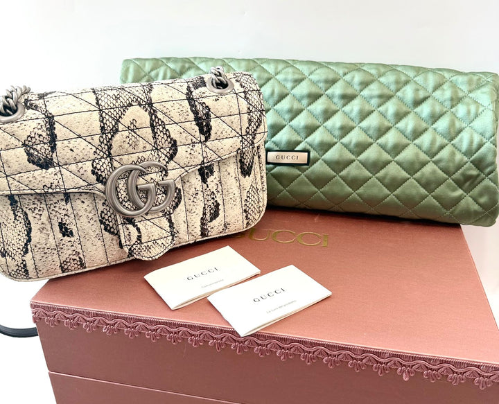 GUCCI GG MARMONT SMALL PYTHON LEATHER SHOULDER BAG