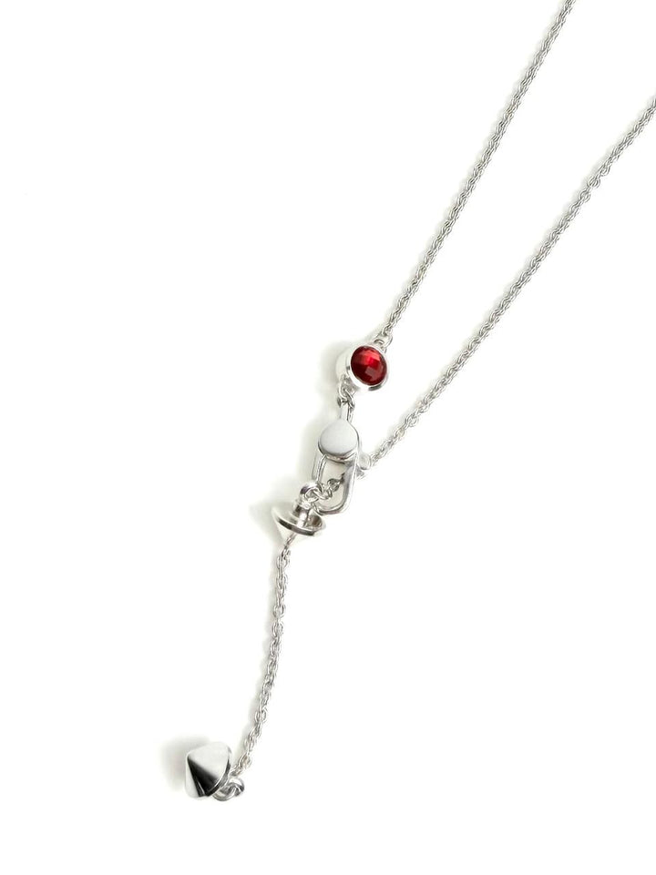 GUCCI STERLING SILVER TRADEMARK HEART PENDANT NECKLACE