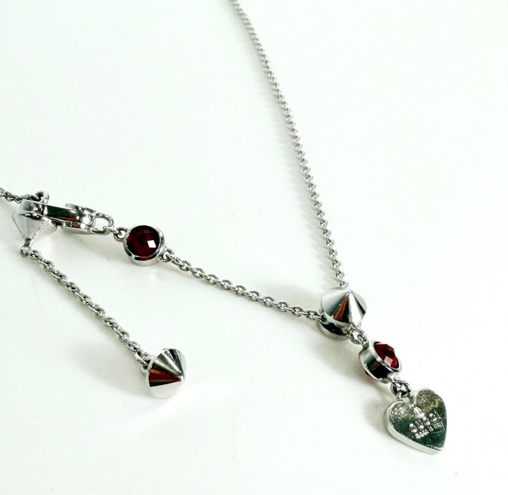 GUCCI STERLING SILVER TRADEMARK HEART PENDANT NECKLACE