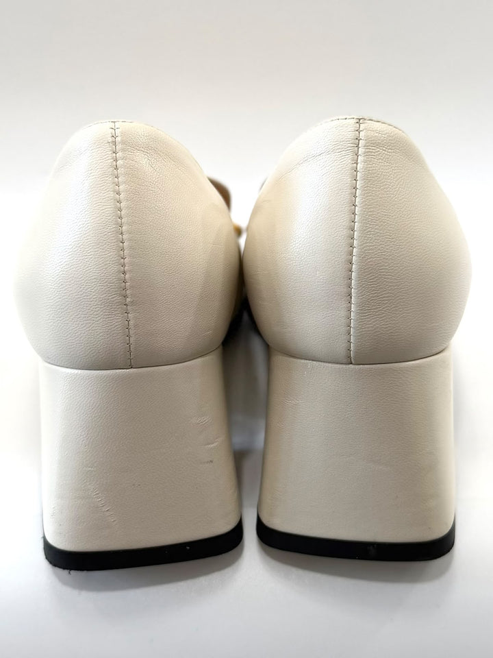 GUCCI SYLVIE HORSEBIT CALFSKIN LEATHER LOAFER PUMPS