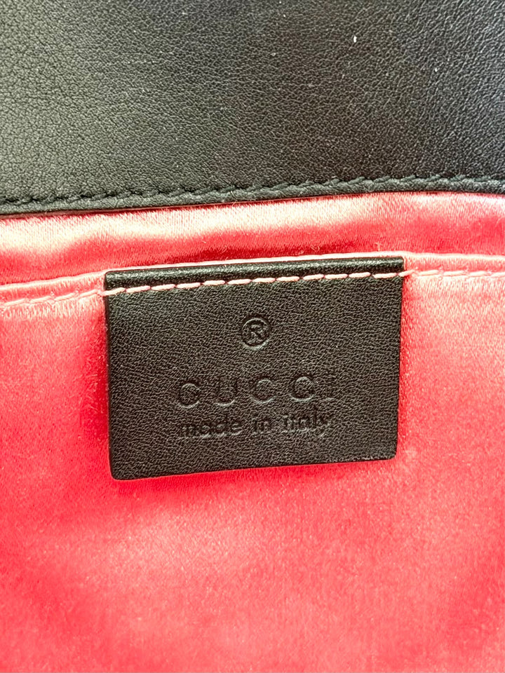 GUCCI VELVET MATELASSE MINI GG MARMONT SHOULDER BAG