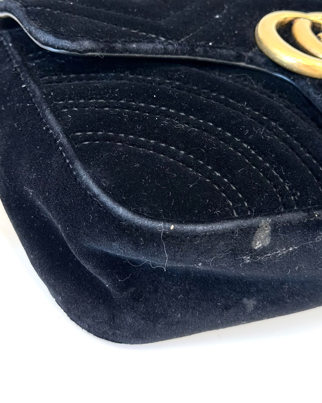 GUCCI VELVET MATELASSE MINI GG MARMONT SHOULDER BAG