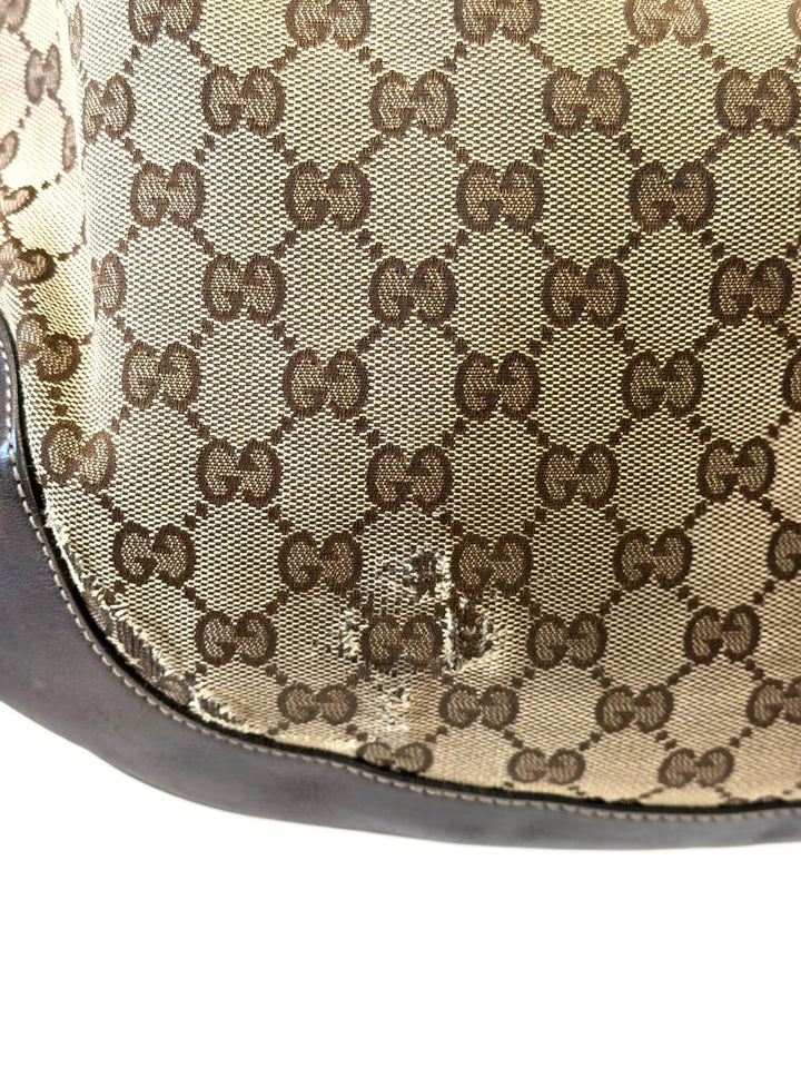 GUCCI VINTAGE GG MONOGRAM PEGGY BAMBOO SHOULDER BAG