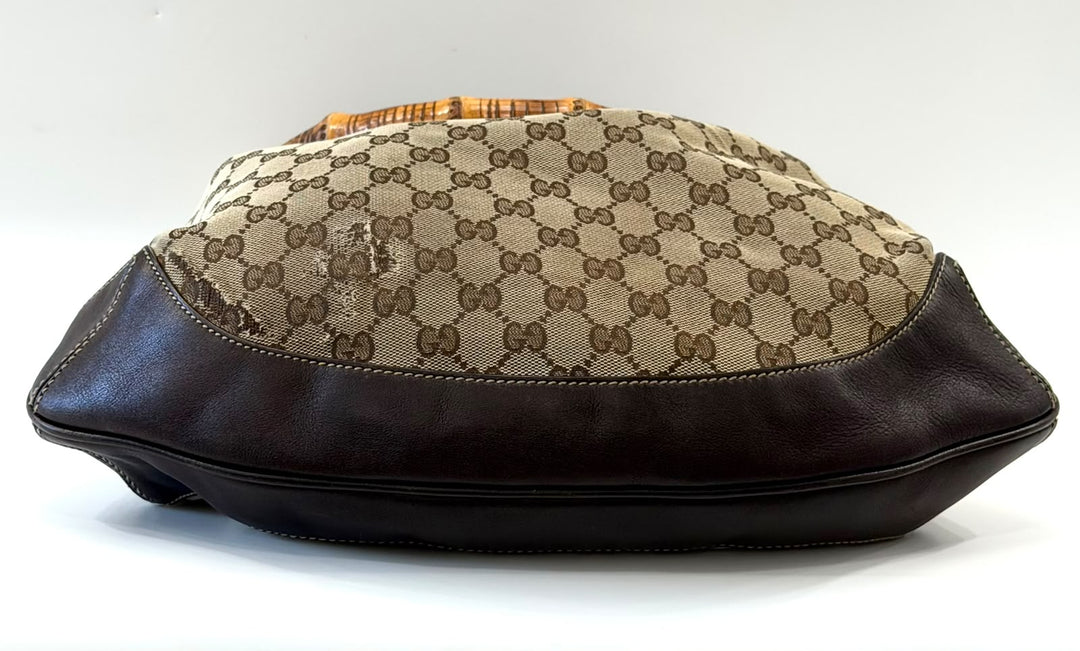 GUCCI VINTAGE GG MONOGRAM PEGGY BAMBOO SHOULDER BAG