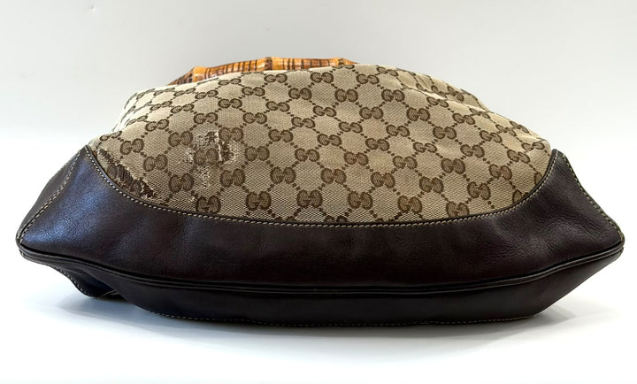 GUCCI VINTAGE GG MONOGRAM PEGGY BAMBOO SHOULDER BAG