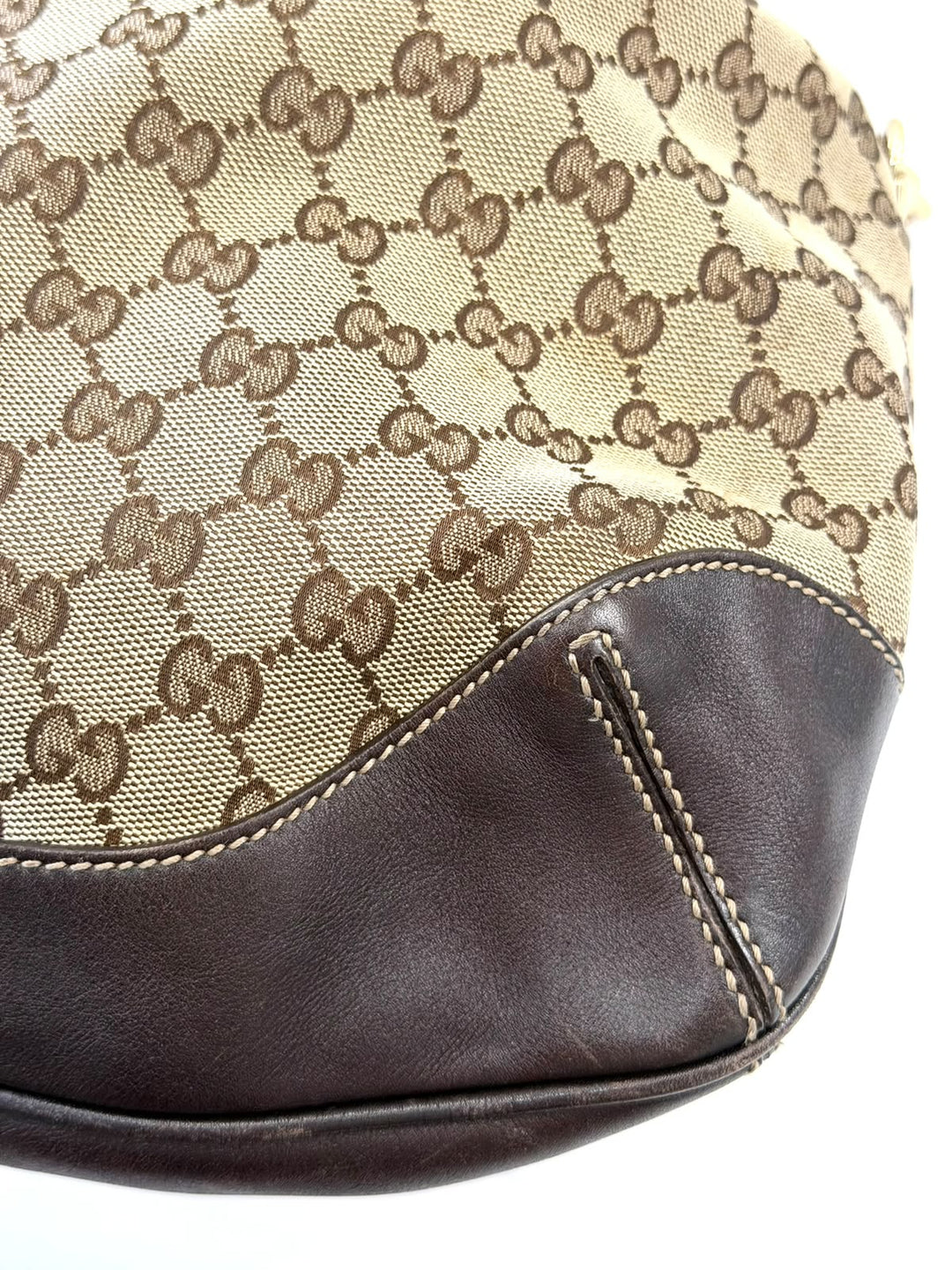 GUCCI VINTAGE GG MONOGRAM PEGGY BAMBOO SHOULDER BAG